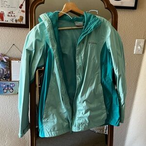 Light Turquoise Columbia Rain Jacket